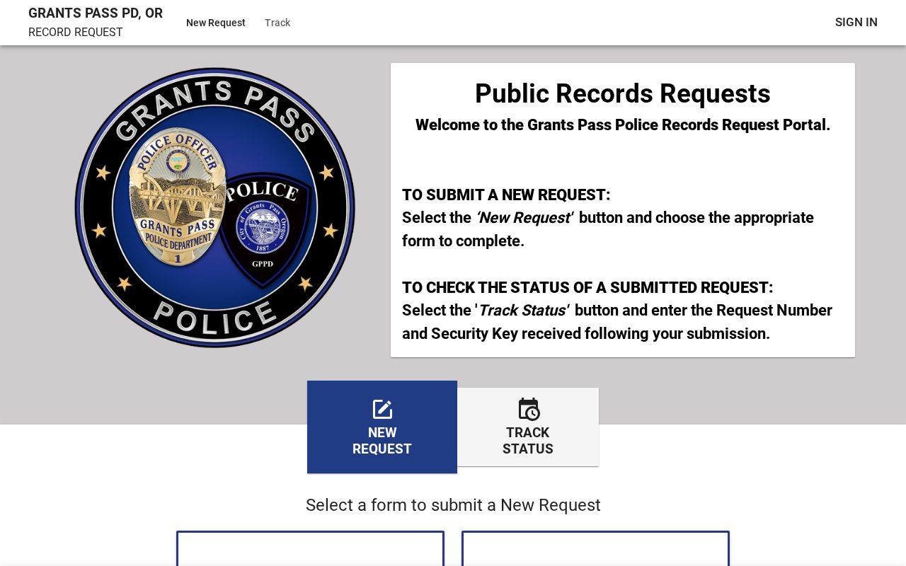 Grants Pass criminal history JustFOIA police records portal